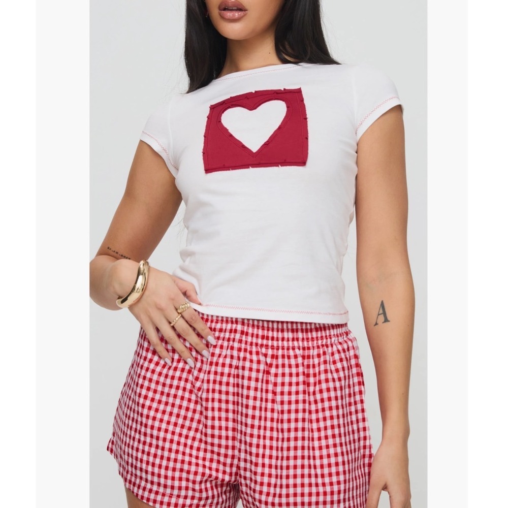 Princess Polly We're Lovers Organic Cotton Baby Tee Heart Cutout Top New!